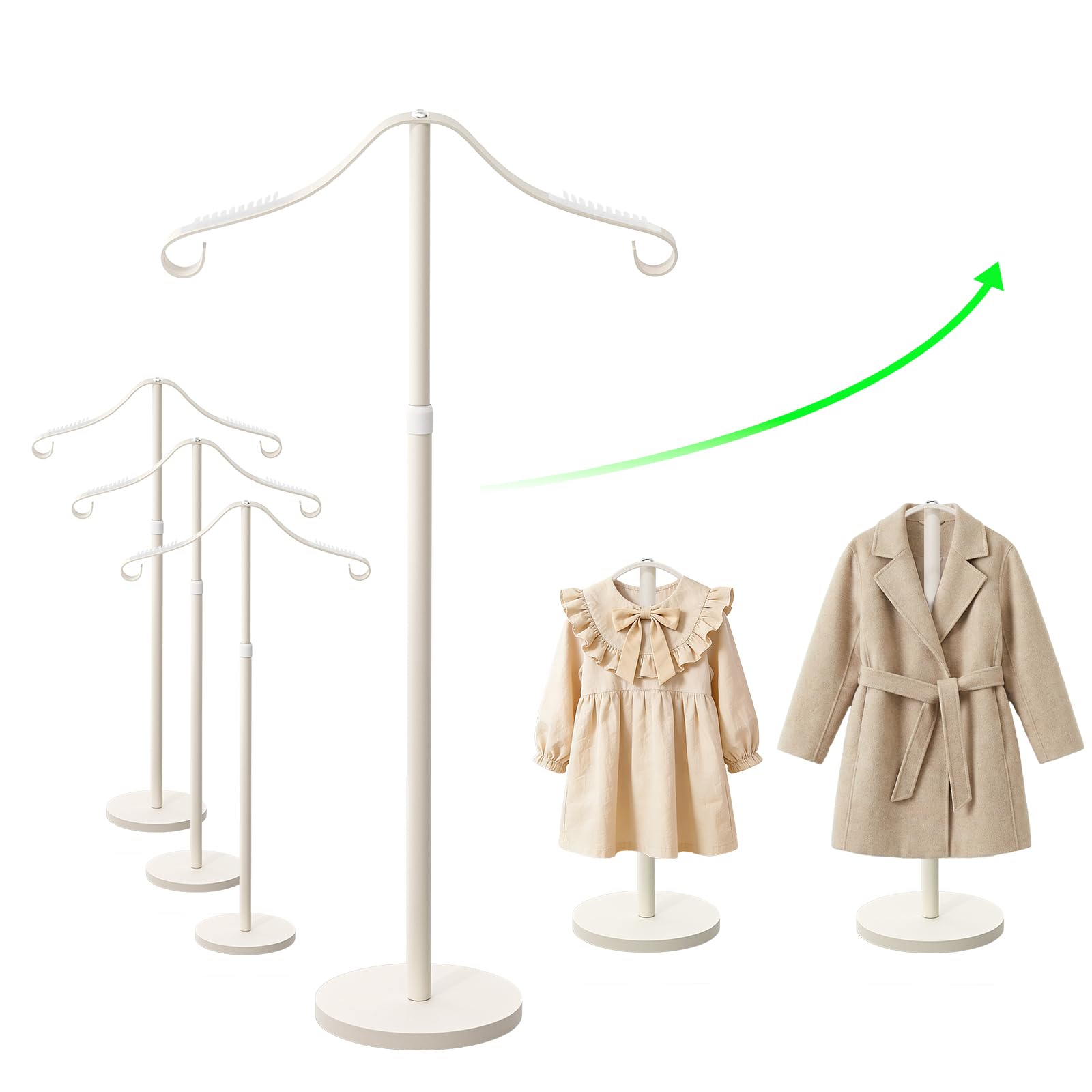 Photo 1 of Reusable Shirt Display Stand-Mannequin Torso Tshirt Display Stand for Retail/Vendors,18-33" Adjustable Dress Form Mannequin Stand Clothes Rack,Portable Holder Jacket Coat Hanger,All Metal/White/4 Pack