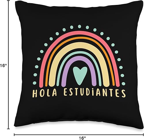 Miniatura 4 de Hola Estudiantes Cute Spanish Teacher Maestra De Español - Almohada (16 x 16 pulgadas), multicolor