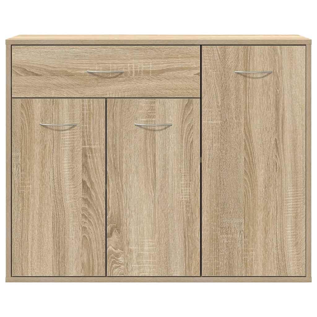 Kredens SONOMA Oak 88 x 30 x 70 cm, komoda drewniana z 1 szufladą, 3 drzwiami, miejsce do przechowywania książek, urządzeń multimedialnych, salonu, przedpokoju