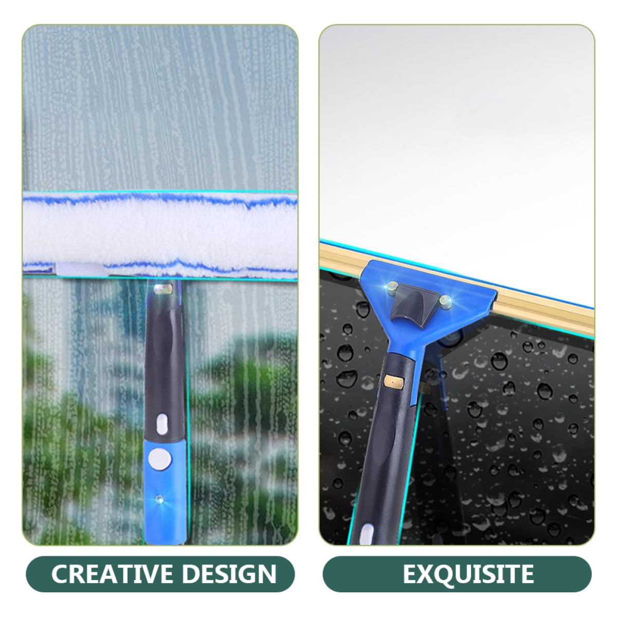 VICASKY Raclette à Vitres Extensible 3 Pièces avec Brosse Microfibre Bleue Outil de Nettoyage pour Fenêtres Portes Voitures Accessoire Ménage Polyvalent pour Salle de Bain et Balcon