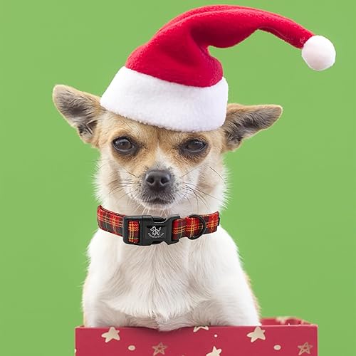Miniatura 10 de Elegant little tail Collar de Navidad para perro, collar rojo para mascotas, collar duradero a cuadros, collar de perro para niñas o niños, regalo