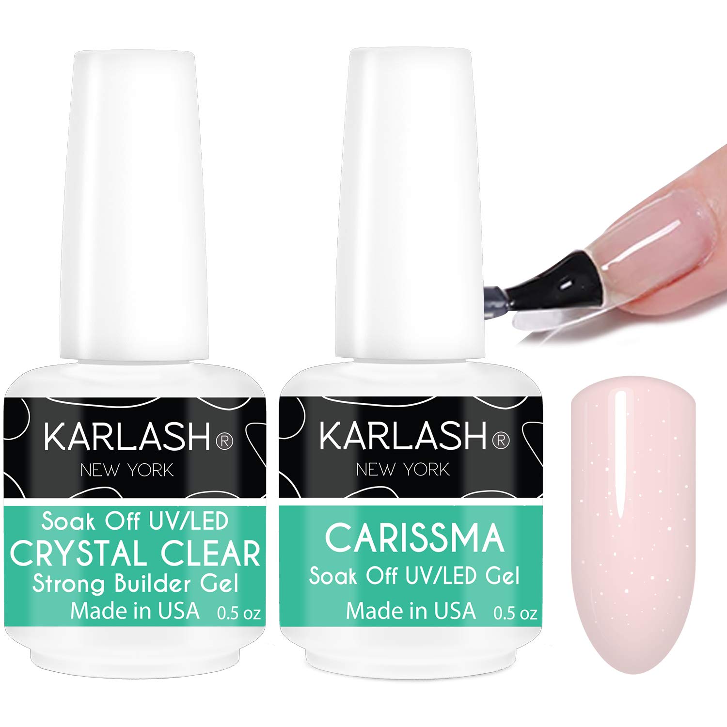 Amazon.com : Karlash Brush On Builder Gel UV/LED Soak Off Build It Gel  Strong Gel for Sculpting Nail Extension and Strengthening Natural Nails 0.5  oz Crystal Clear & Pink Gel Carissma :