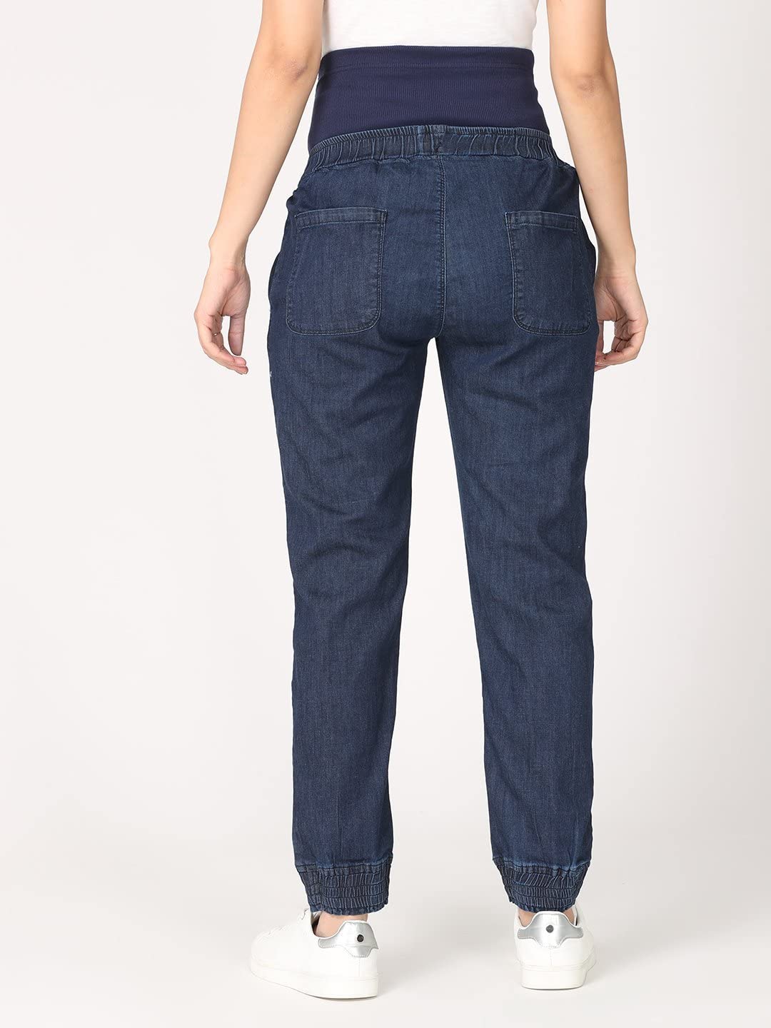 The Mom Store Maternity Denim Jeans with Belly Support | Jogger Style | Denims | Super Stretchable Belly Band | Comfortable | Pre and Post Pregnancy | Stylish | S - Image 6 thumbnail