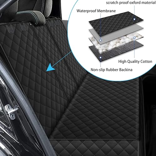 Miniatura 4 de Funda de asiento de automóvil para perro para asiento trasero, impermeable, compatible con reposabrazos y cinturón de seguridad, protector universal