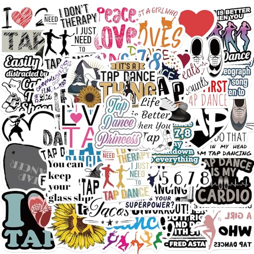 50PCS Tap Dance Stickers,Water Bottles Laptop Car Decal - Perfect Tap Dance Lovers Gifts for Girls...