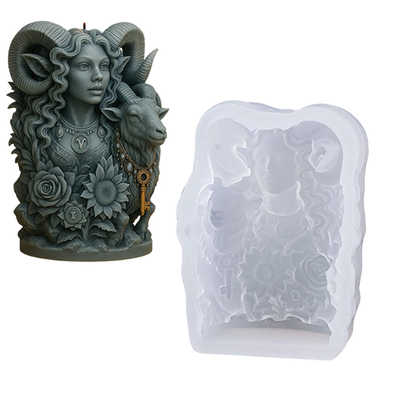 FGDTREE Goat Lady Silicone Molds Lady Figurine Silicone Molds for Soap Home Decoration Handcrafted Cast