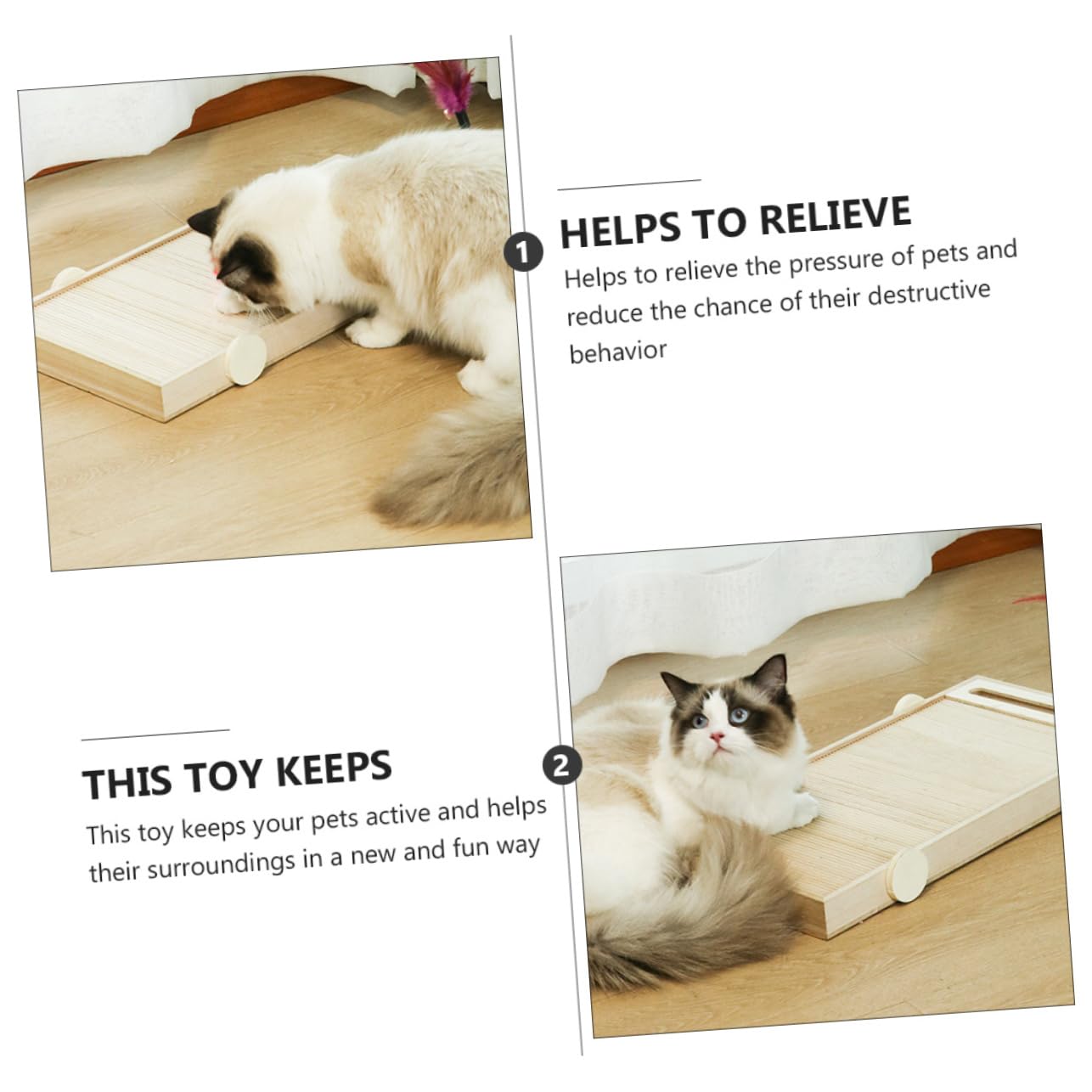 ERINGOGO Tiragraffi per Gatti in Legno, Gioco con Teaser, Board Creativo | Accessori per Animali Domestici, Mantiene Attivo Gatto, Adatto alla Sezione Pet Supply