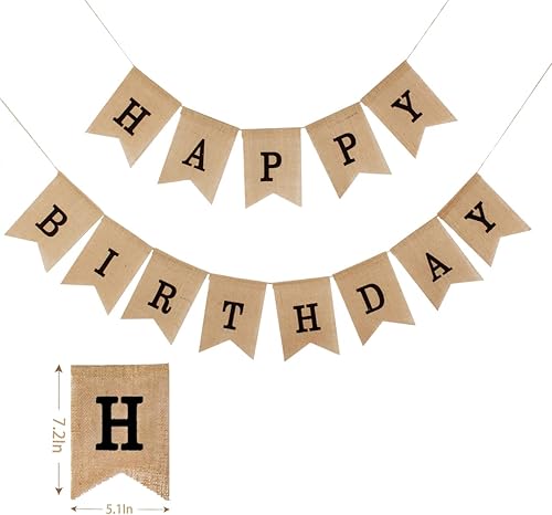 Cartel de arpillera de feliz cumpleaños para hombres y mujeres, letrero de cumpleaños, decoración de fiesta, letra negra