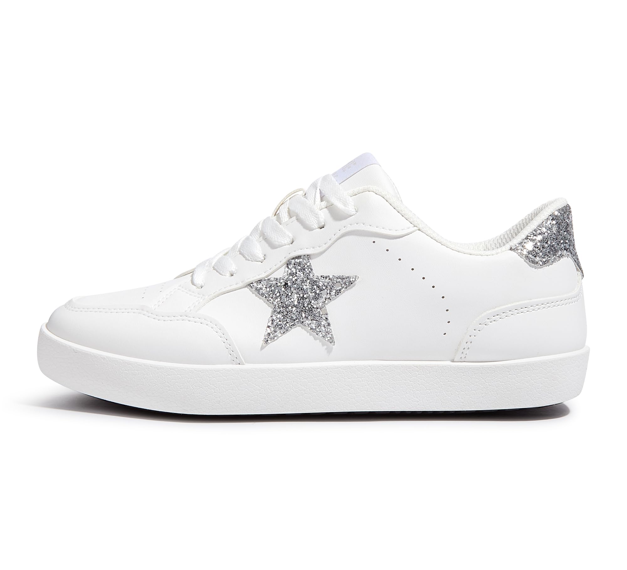 TIMEJOY Fashion Star Sneakers for Women Glitter Sequins Lace Up Low Top Walking Shoes Comfortable Cushioned for Party, Casual & Daily Outfits
