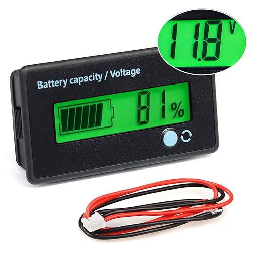 Miniatura 1 de FIXITOK Medidor de batería con capacidad de alarma, monitor de voltaje CC 12 V, 24 V, 36 V, 48 V, 60 V, 72 V, 84 V, indicador de voltaje de