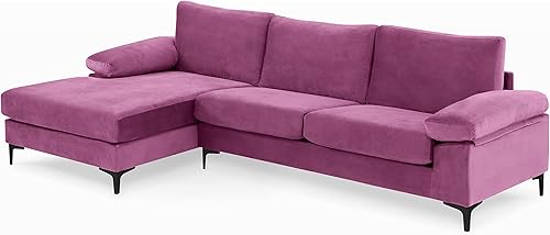 Miniatura 74 de Sofá modular moderno en forma de L, con diván extra ancho y patas doradas Gris,Negro -,Verde,Naranja,Gris oscuro,marino,Púrpura