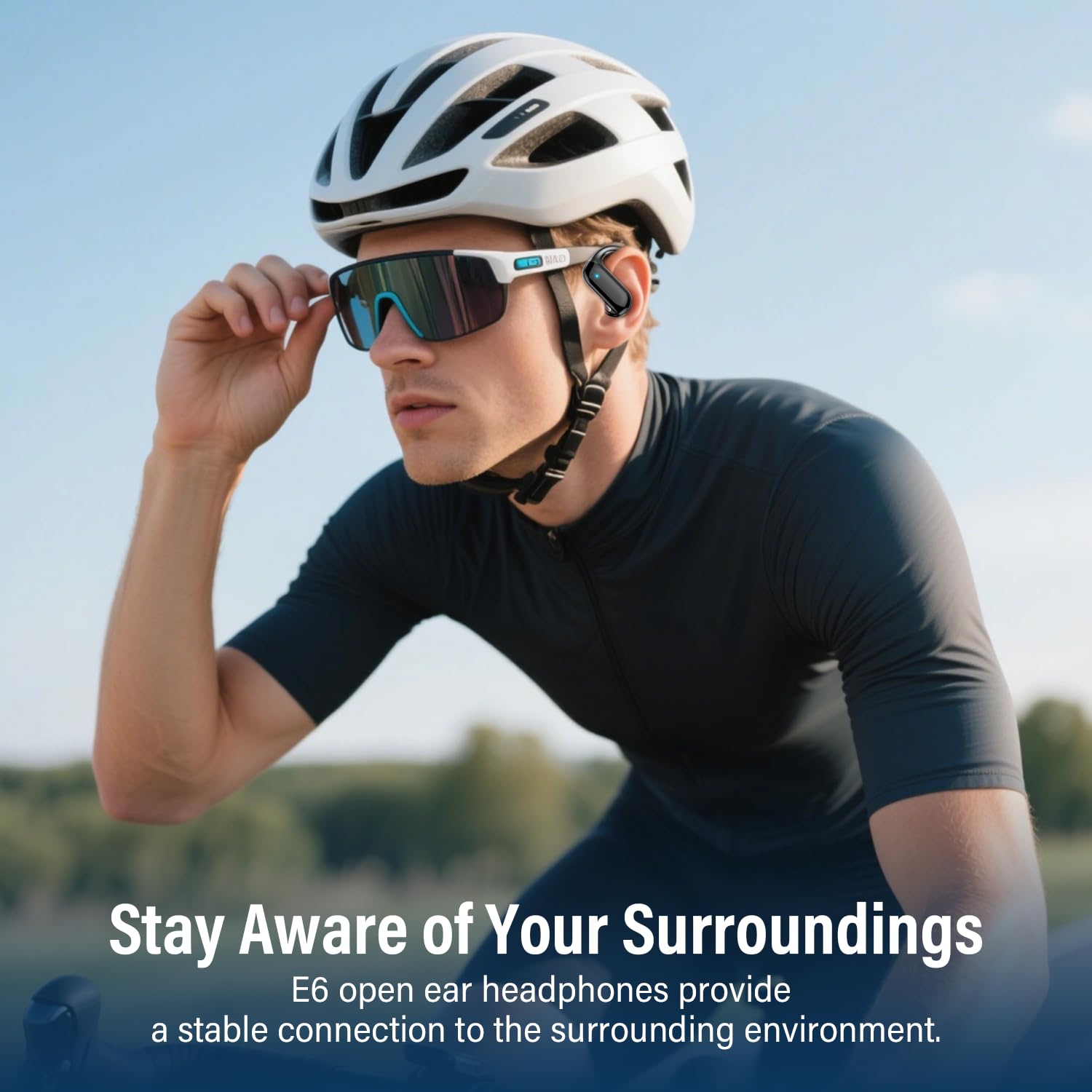 Cuffie Open-Ear, 42 Ore Auricolari Sportivi Bluetooth 5.4 con ENC Mic e Gancio Auricolare Air, IPX7 Cuffie Bluetooth con Display LED per Fitness/Corsa/Ciclismo, Controllo Touch, iOS Android