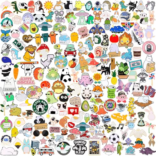 20/30/60/100 Mixed Enamel Pins for Backpacks,Hat Cute Funny Button Pins Bulk Set,Cartoon Plant Aesthetic Brooch Lapel Backpack Pins for Hats Women Girls Cloths Decoration