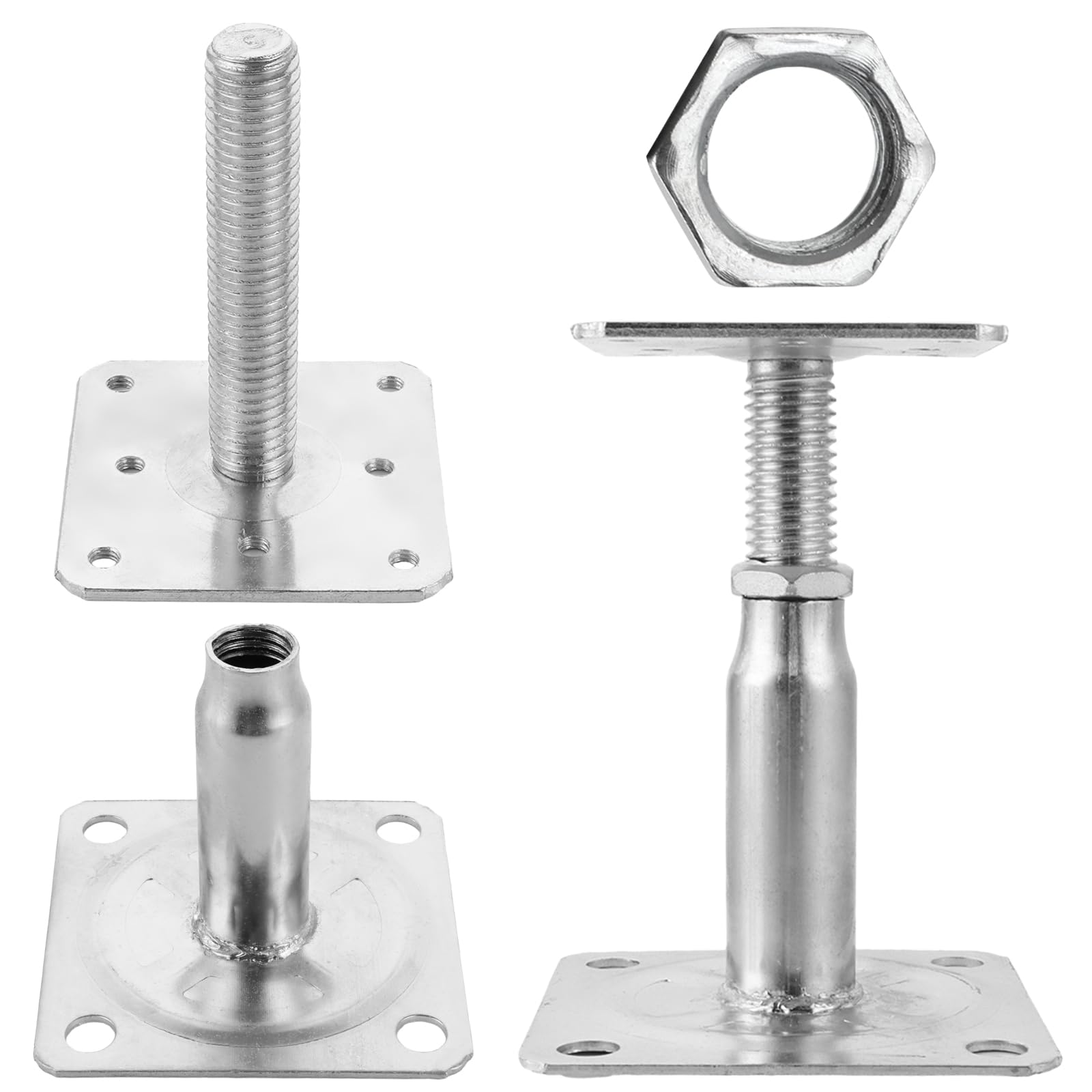 SENENQU 4 Pezzi Supporto per Pali in Legno Regolabile 100-150 Mm, Supporti per Pali in Acciaio Zincato 75x95 Mm, Staffe per Tettoia Esterna, Recinzione, Pergola e Travi