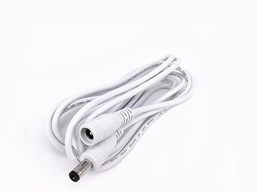 Miniatura 2 de 2 unidspack 3m9.84ft blanco 0.217 in x 0.083 in DC enchufe cable de extensión para adaptador de corriente DC Power 12V 0.217 in x 0.083 in barril