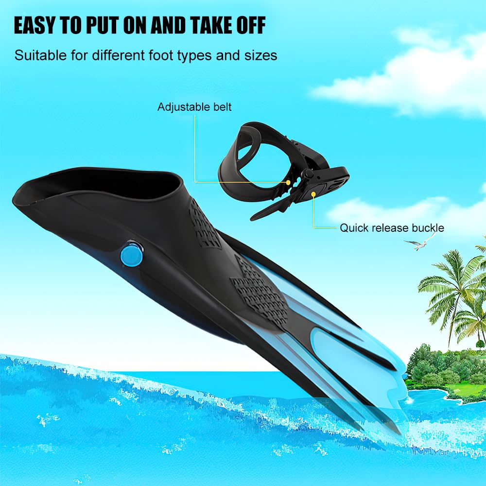 Schnorchelflossen, Verstellbare Schwimmflossen Gr.34-38, Unisex Taucherflossen für Kinder & Erwachsene, Kurze Flossen Kinder Erwachsene Verstellbare Flossen für Schwimmen und Schnorcheln