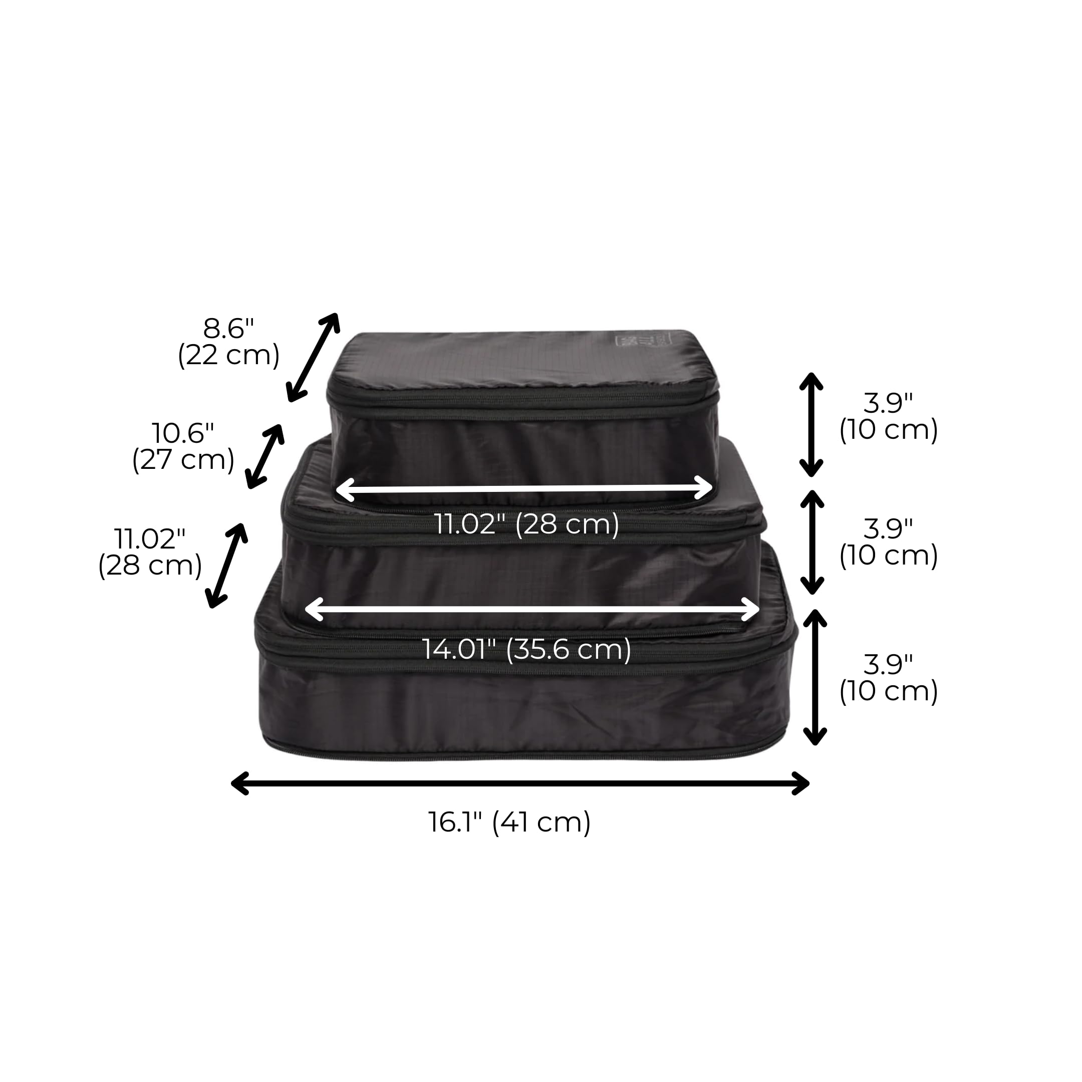 Bag-all 8-częściowy zestaw kostek kompresyjnych do pakowania i organizerów podróżnych, do walizek, toreb podróżnych i toreb na ubrania, buty, bieliznę, kosmetyki, wielokrotnego użytku, odporne na