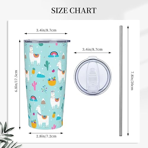 Miniatura 7 de Vaso térmico de acero inoxidable con tapa y pajita, reutilizable, lindo vaso de viaje de alpaca, café, té, agua potable, vino, regalos de cumpleaños