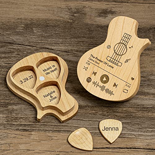 Boîte à médiators en bois personnalisé avec 3 médiators Spotify, boîte à médiators en bois pour guitare électrique… - Les Beatles, Paul McCartney, John Lennon, RIngo Starr, George Harrison Boîte à médiators en bois personnalisé avec 3 médiators Spotify, boîte à médiators en bois pour guitare électrique… – Image 3