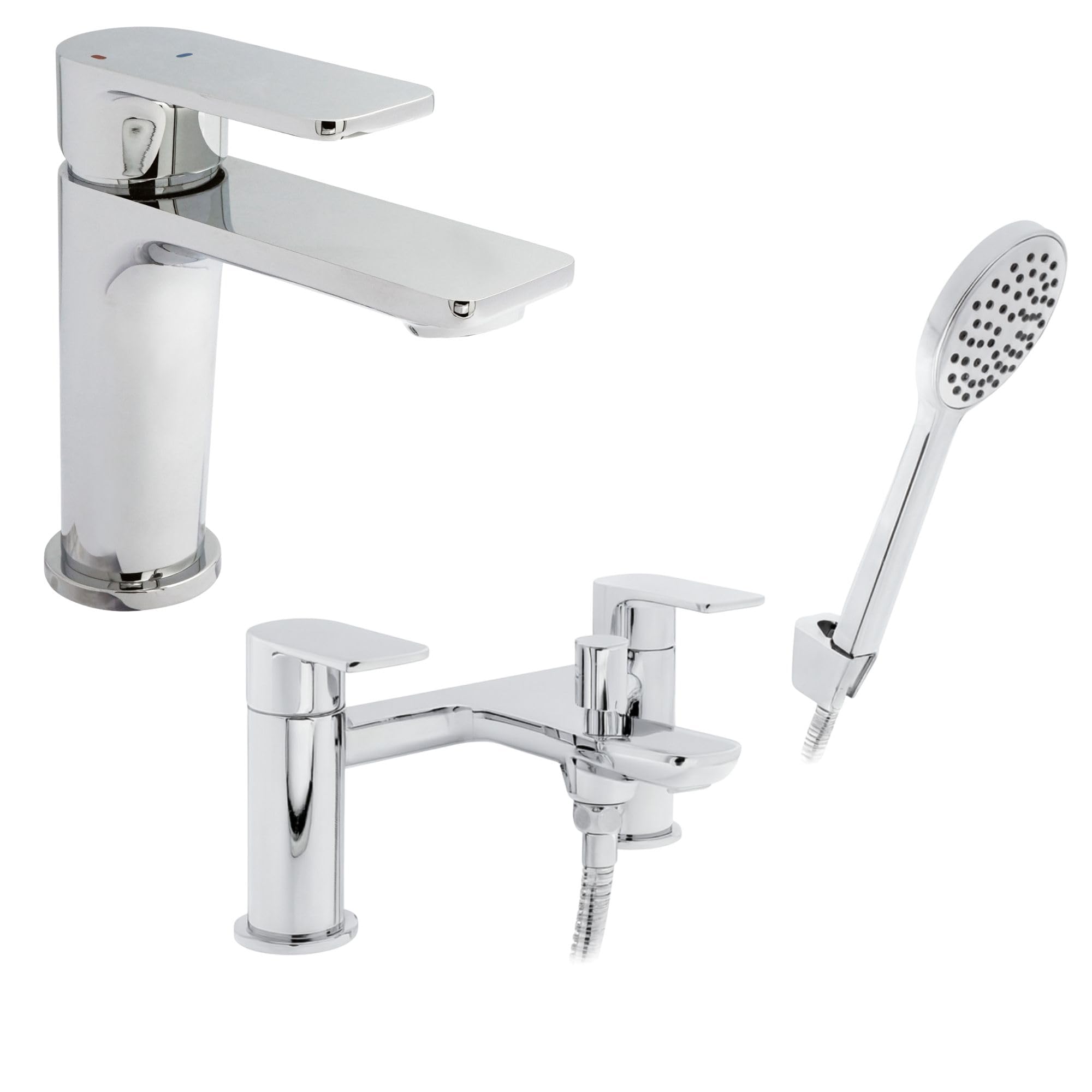 Mitigeur lavabo carré Broxa, robinet bain-douche et support tuyau pour fuite eau résolue