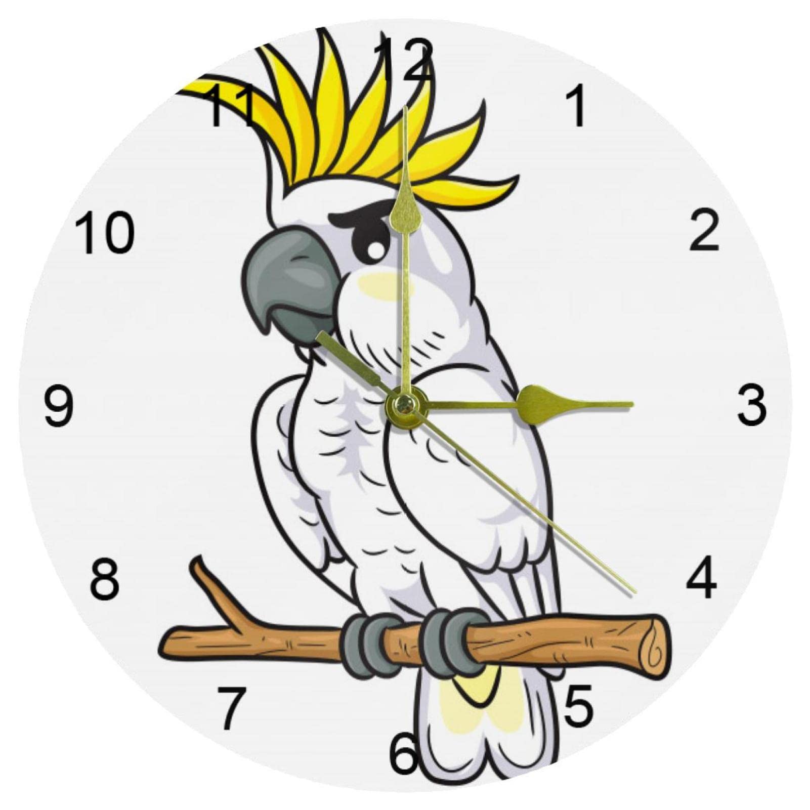 Horloge murale silencieuse cacatoès blanche 25cm à chiffres arabes