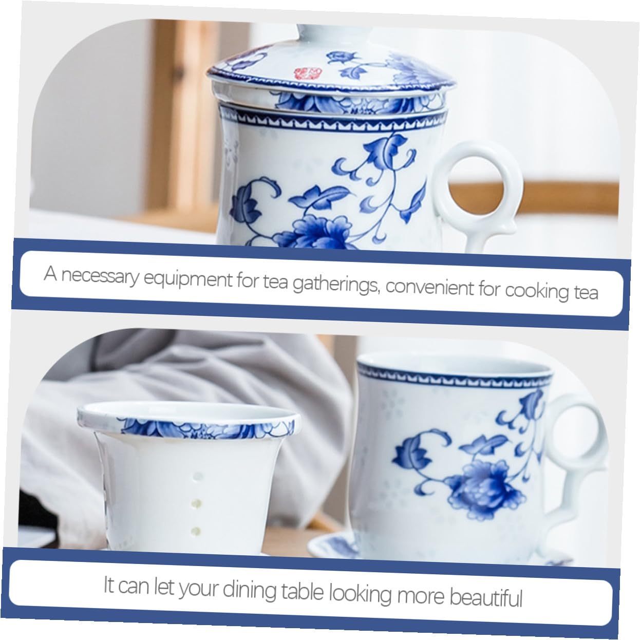 Toyvian Chinesische Teetasse aus Keramik mit Deckel und Untertasse Porzellan Teebecher für Zuhause und Büro als Tee Zubehör
