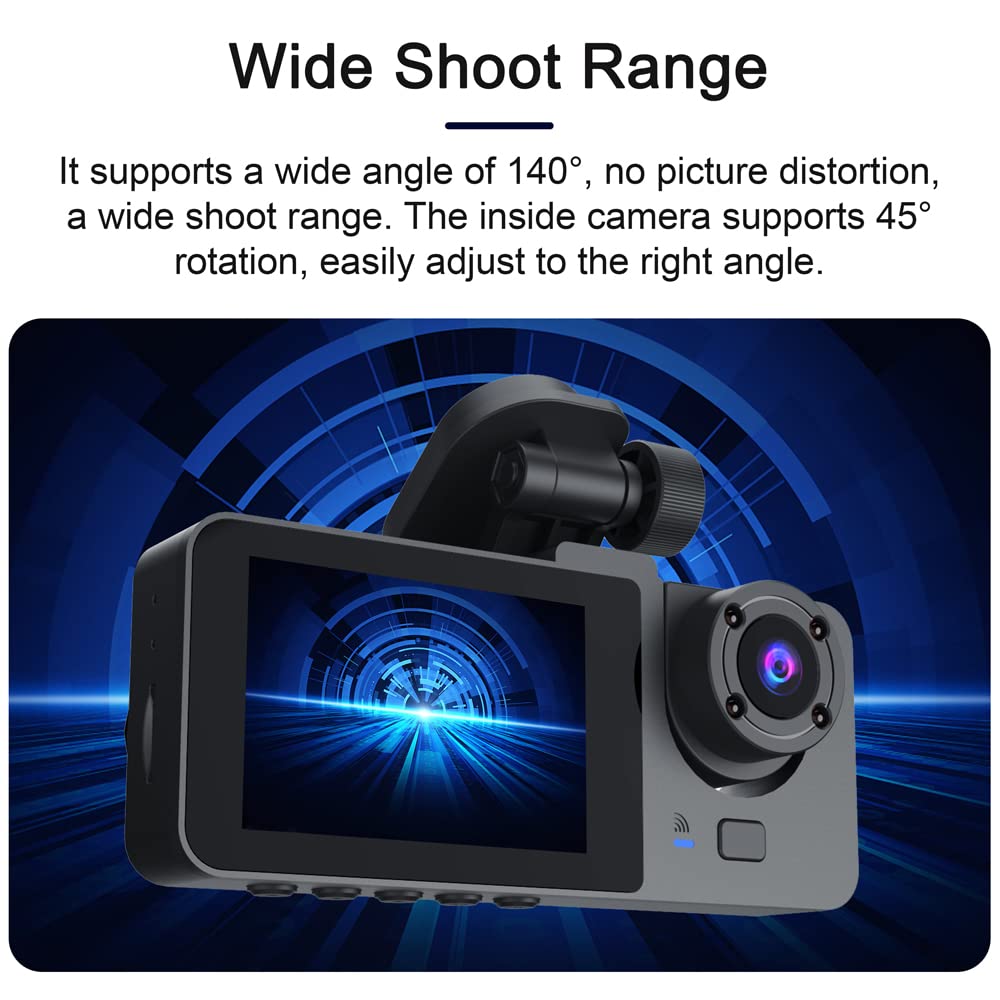 Shkalacar 1080P DVR Dash Camera, 4 Pollici Dashcam per Auto Registratore di Guida Grandangolo 170° con Supporto Touchscreen Visione Notturna Registrazione in Loop Rilevamento di Movimento