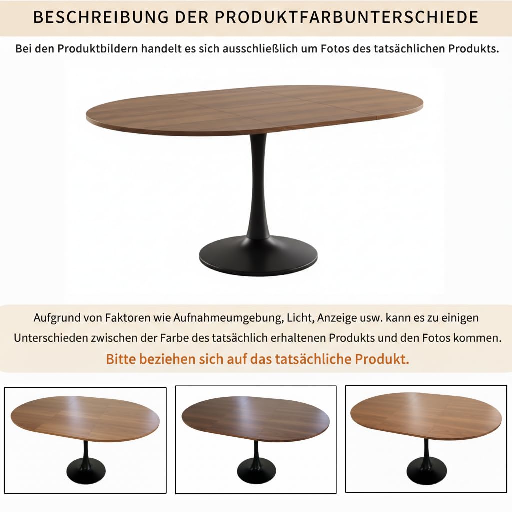 Tavolo da pranzo allungabile rotondo, 100-140 cm, tavolo da cucina con robusta base in metallo, tavolo da pranzo allungabile ovale, per 4-8 persone, tavolino rotondo per cucina, soggiorno, sala da