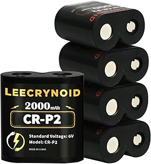 [2000mAh] 6V CR-P2 Battery, New Upgrades Lithium Photo Battery, Compatible with 223A, 2CR-P2, EL223AP, and DL223A (5-Pack)