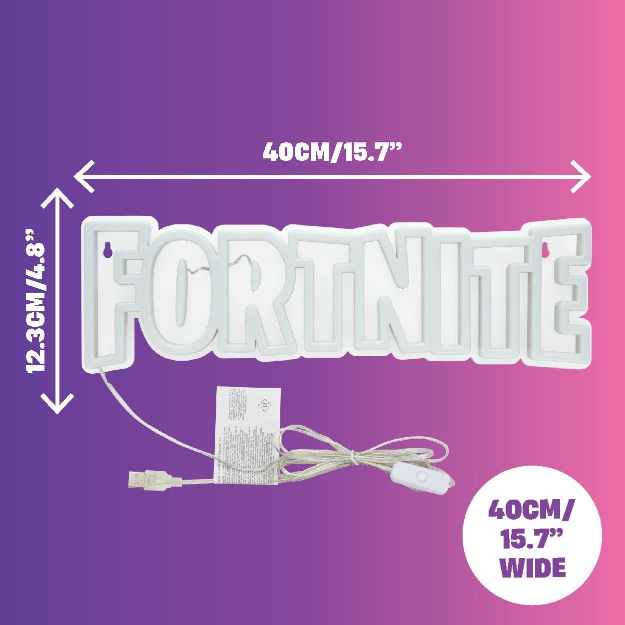 Paladone - Lampada neon LED logo Fortnite, da parete, per videogiocatori, con cavo di alimentazione, per case, camere da letto o soggiorni, idea regalo per ragazzi, licenza ufficiale