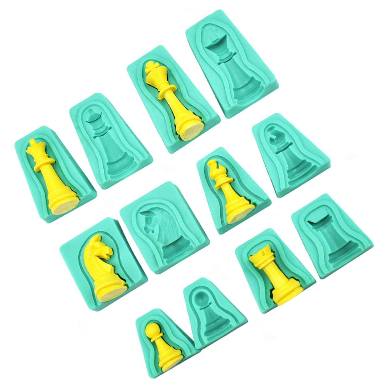 Moule en Silicone 3d Échecs Vert 12 Pièces pour Chocolat