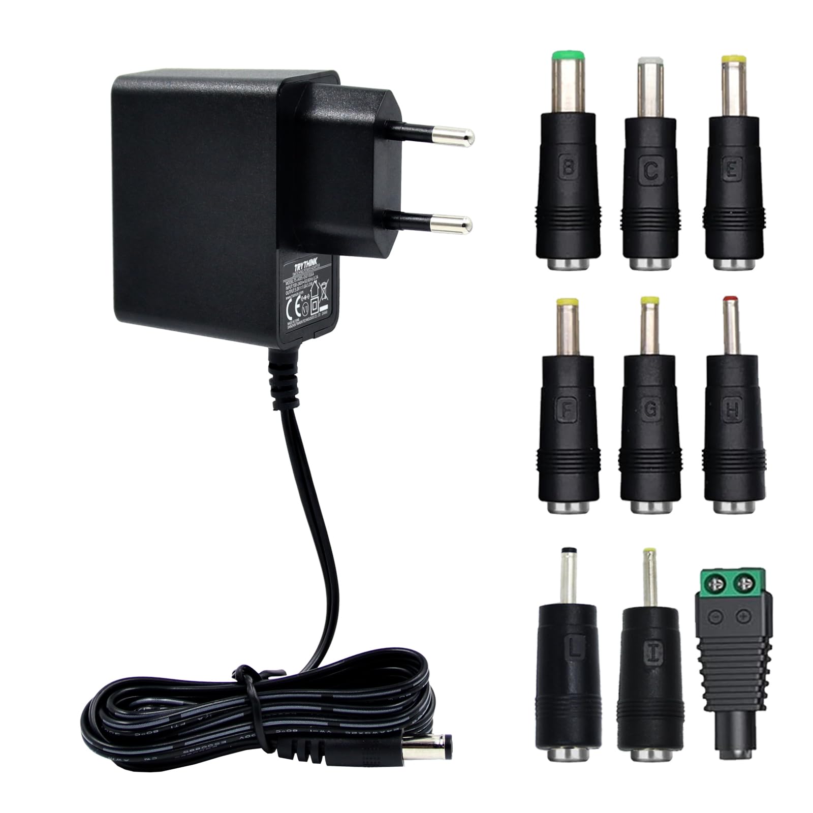 Adaptador de corriente AC a DC 5 V 1 A, enchufe de 5,5 mm x 2,1 mm