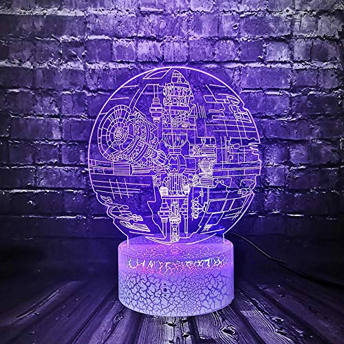 Luces de noche 3D para Multicolor Visual Lámpara Estrella de la Muerte Segura de la Guerra del Bebé Sensor Táctil Lámpara LED Luz de Noche Navidad Decoración Juguetes para Niños 16 Colores Remoto