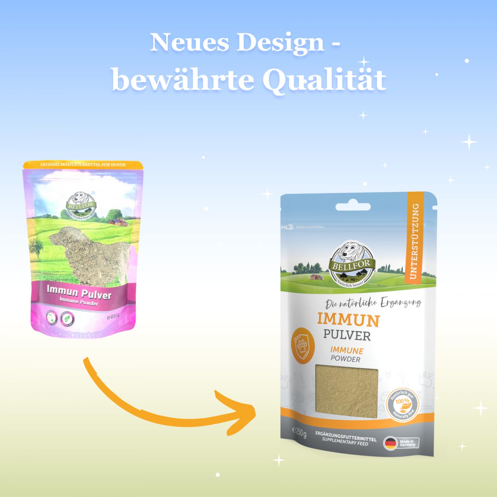 Bellfor Zestaw ekonomiczny dla średnich psów z leiszmaniozą: sucha karma Naturfarm-Schmaus 2,5 kg, przysmaki dla psów Landgut-Happen 200 g, karma uzupełniająca dla psów, proszek odpornościowy 250 g