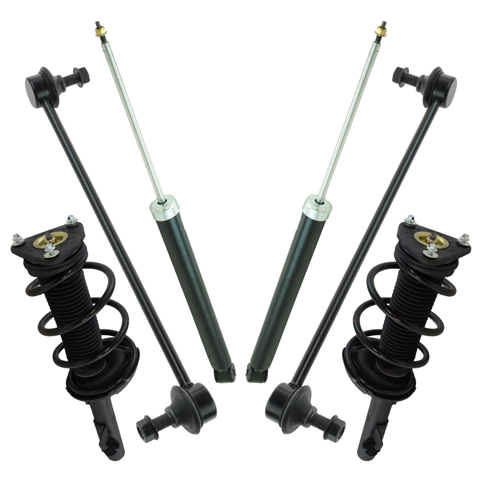 TRQ Front and Rear Suspension Kit Complete Strut & Coil Spring Assembly Shock Absorber Sway Bar Stabilizer Link Compatible with 2013-2019 Ford Escape