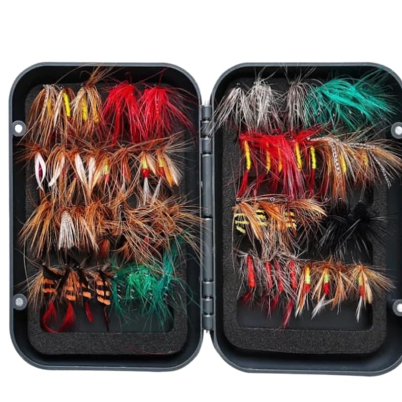 40/65 PCS Realistic Fly Fishing Flies Kit, Professional Hand-Tied Nymphs, Bees Butterflies Lures Assortment with Waterproof Fly Box, Bass Trout Bluegill Panfish Surface Lures for Freshwater