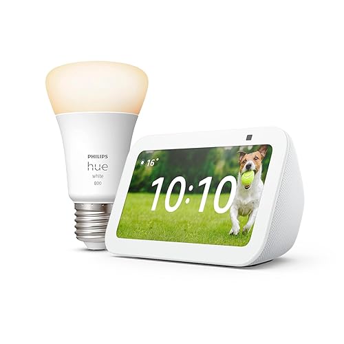 Immagine del prodotto Echo Show 5 (3ª generazione) | Bianco + Philips Hue White Lampadina LED Smart (E27), compatibile con Alexa - Kit di base per Casa Intelligente