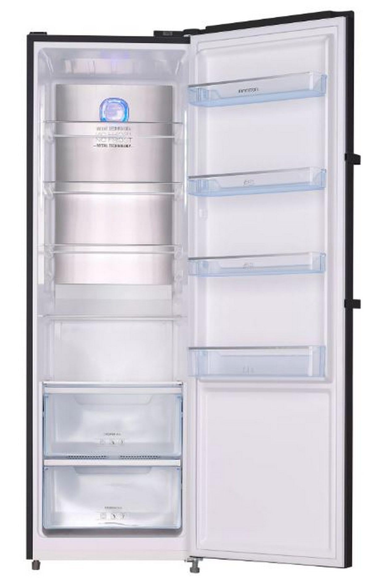 INFINITON Frigorifico Una Puerta CL-360L85PEH, 375 Litros, 185 cm de Altura, Acabado STONE OUTLOOK, No Frost, Inverter, Display LCD, Tirador exterior Push & Pull