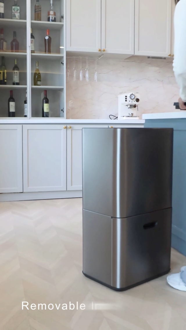 mVm 63L Garbage Can Kitchen, Dual Compartment (33L+30L) Stainless