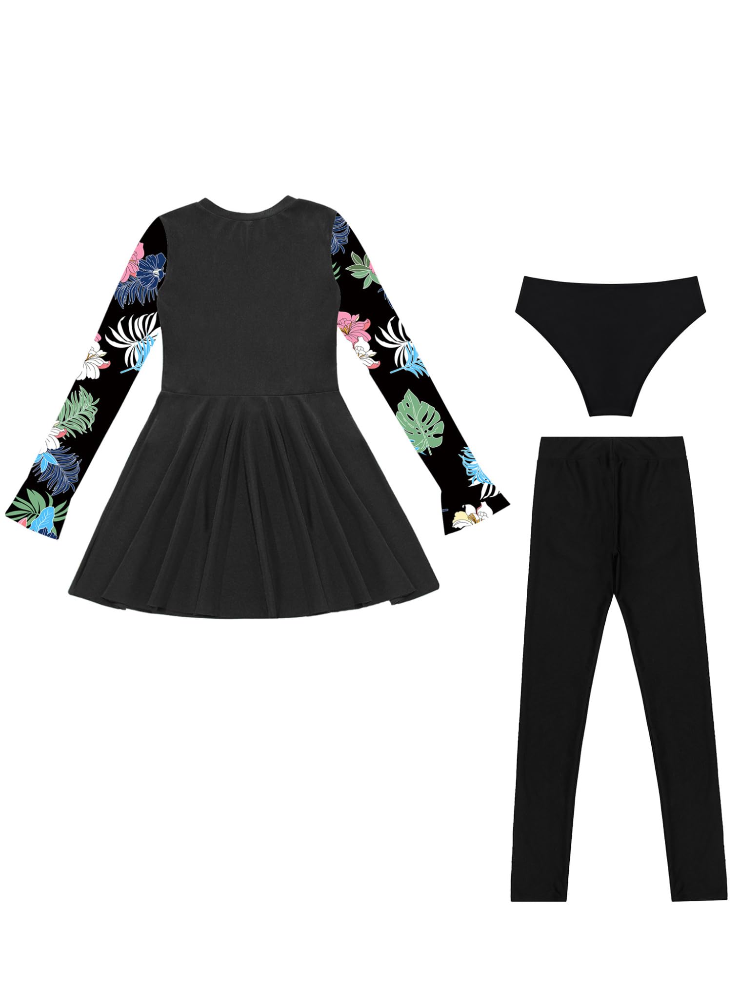 JEATHA Enfant Fille Ensemble Maillot De Bain Anti UV Maillot De Plage Piscine Robe Et Pantalon Séchage Rapide Tenue Natation Surf