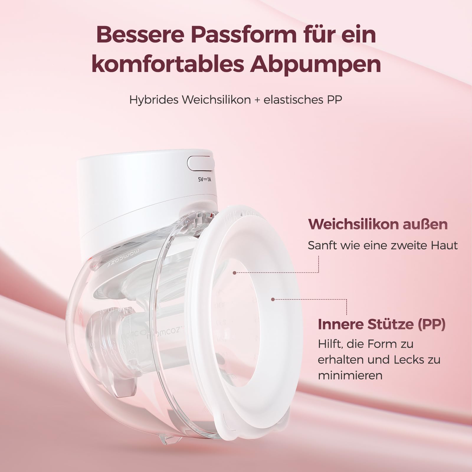 Momcozy Milchpumpe Elektrisch S12 Pro Quick, Freihändig breast pump electric, Tragbare Milchpumpe Elektrisch mit DoubleFit Hybrid-Brusthaube, Brustpumpe mit 3 Modi & 9 Stufen, 1er-Set, Weiß
