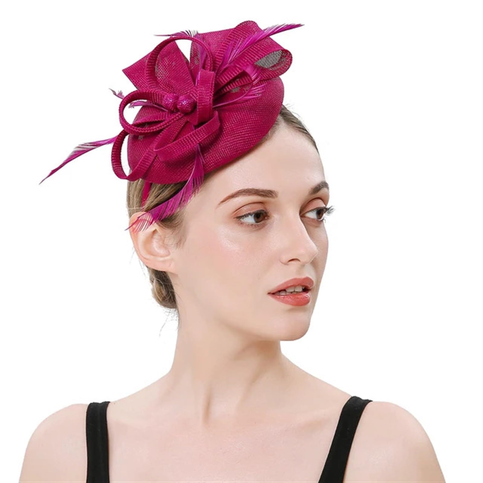 UALXPAO Wedding Hats Women Fascinator Hat Cocktail Wedding Church Headwear Feather Hair Accessories Lady for Tea Party,Weddings(Color2)
