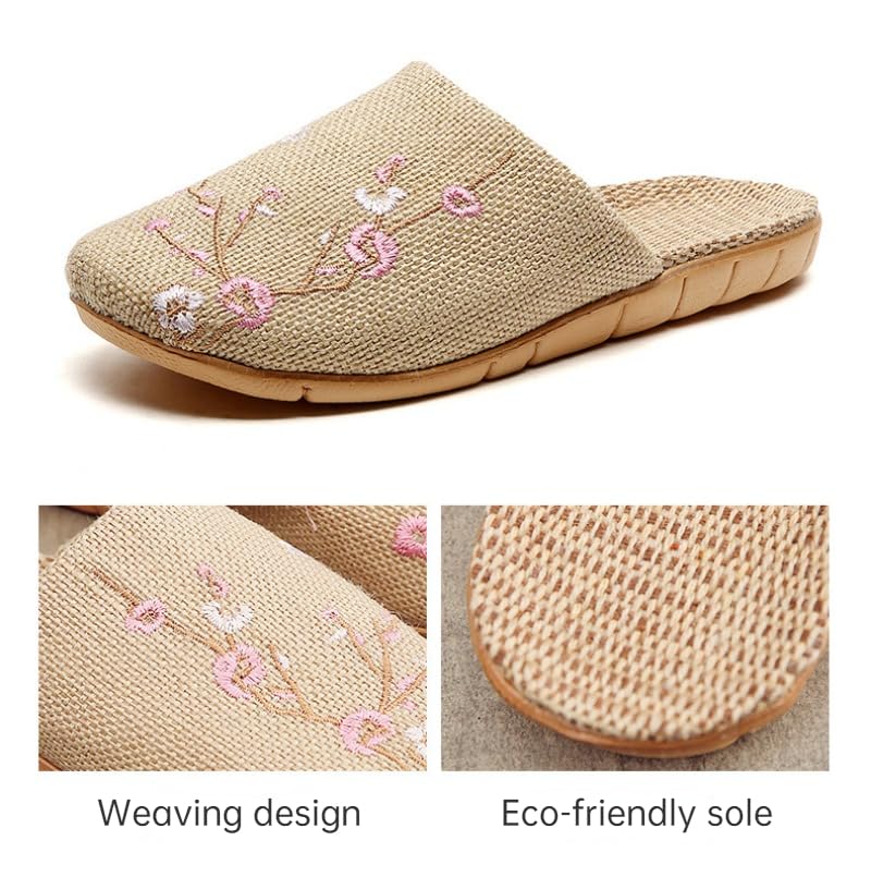 Plum Blossom slippers floral Chinese style Slippers for Women and Men linen house bedroom corduroy bow cross with slipper shoes Comfortable stylish gift slippers4