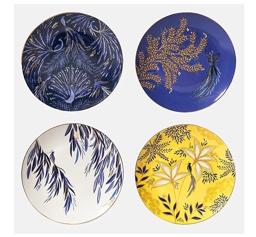 Image of Sara Miller London Anniversary Cake Plate Set, Embellished with 22-Carat Gold Detailing - Set of 4