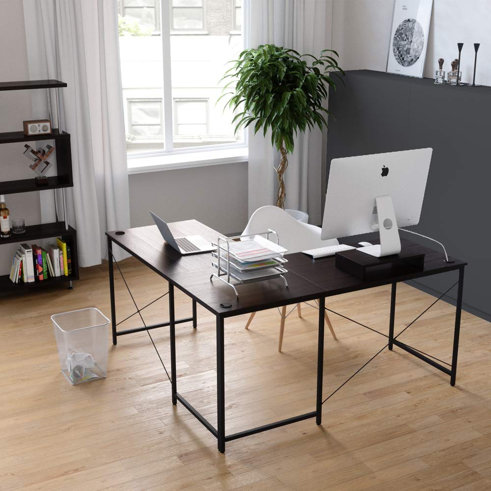 Bestier Modern L Shaped Desk 95.2 Inch Reversible Corner Computer Desk