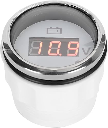 Voltímetro LED marino, medidor de voltaje de batería de acero inoxidable 316 de 2 pulgadas, pantalla digital LED, IP67, impermeable, alarma