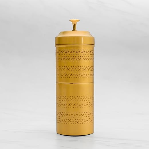Healthsmith 100% Pure Brass Filter Coffee Maker, South Indian Filter Coffee Maker, Coffee Decoction Maker, Coffee Brewer - Traditionally Handcrafted Kumbakonam Style 300ml