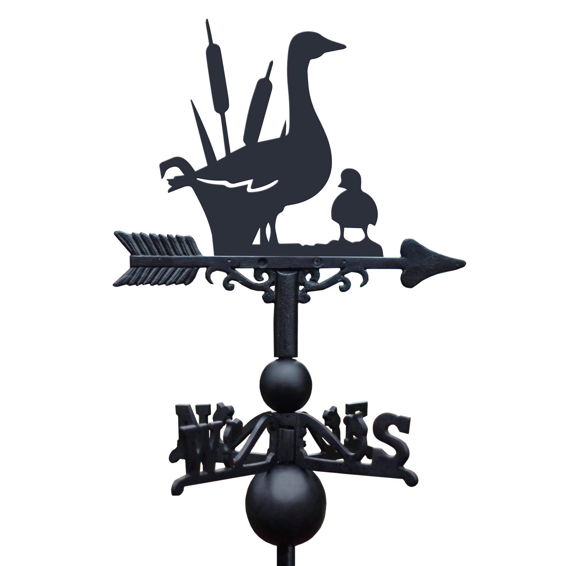 Black Cast Iron Large Duck Weathervane - Outdoor Garden Roof Weathervane Ornament