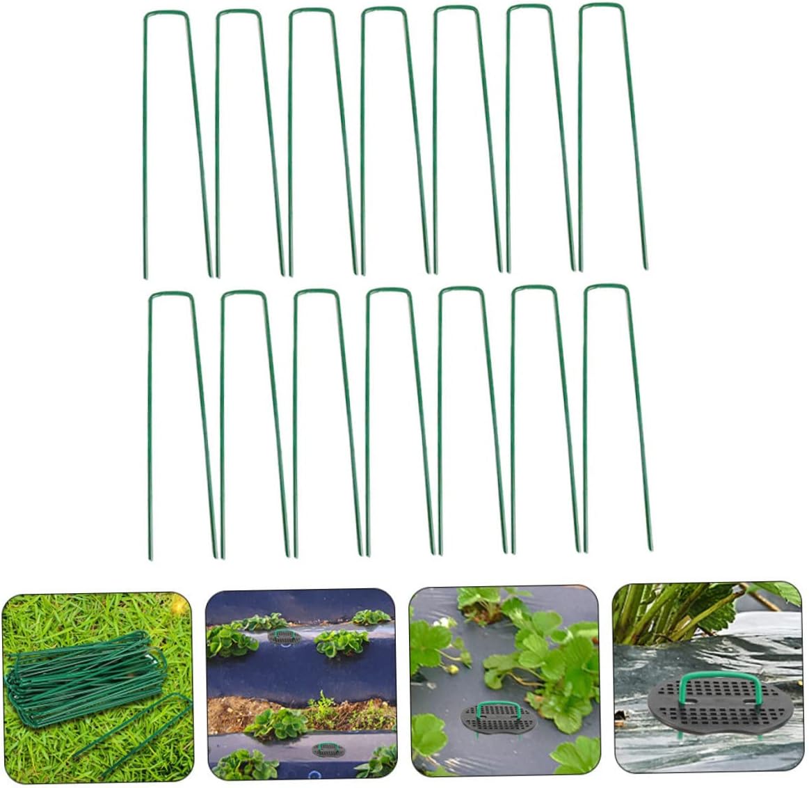 VICASKY 50pcs Zinc-Coated Steel Wire U-Shaped Nails Gardening Lawn Fixer U-Shaped Stakes