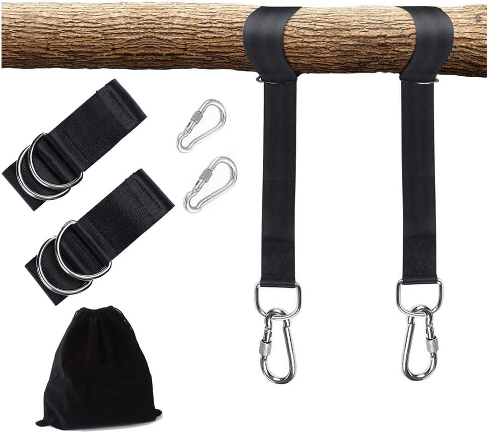 Dongawin Tree Swing Hanging Kit, Max Load 500 kg, Easy and Fast Tree Swing Hanger - 2 Straps and 2 Premium Carabiners, Perfect for Swings, Hammocks and Everything Other (150 cm)